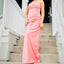 Elegant Satin One Shoulder Blushing Pink Floor Length Bridesmaid Dresses, OT255